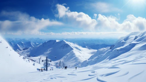 Scenic Ski Slope Adventure - Summer Snow Mountain Panorama
