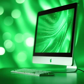 Green Themed Desktop Computer Setup