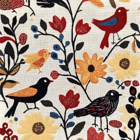 Intricate Bird and Floral Embroidery Design