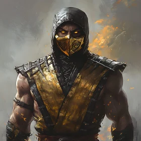 Intense Gaze of Masked Fighter