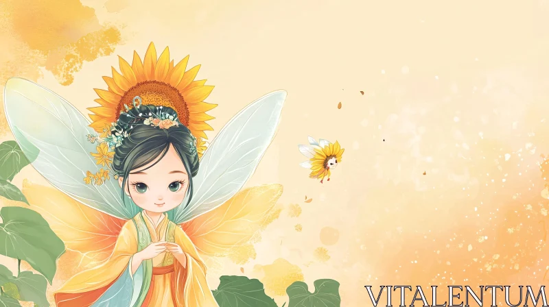 AI ART Enchanting Sunflower Fairy Illustration