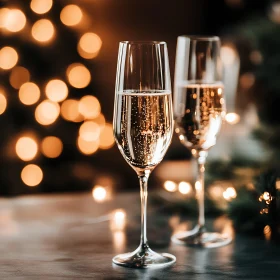 Sparkling Champagne Glasses Festive Lights