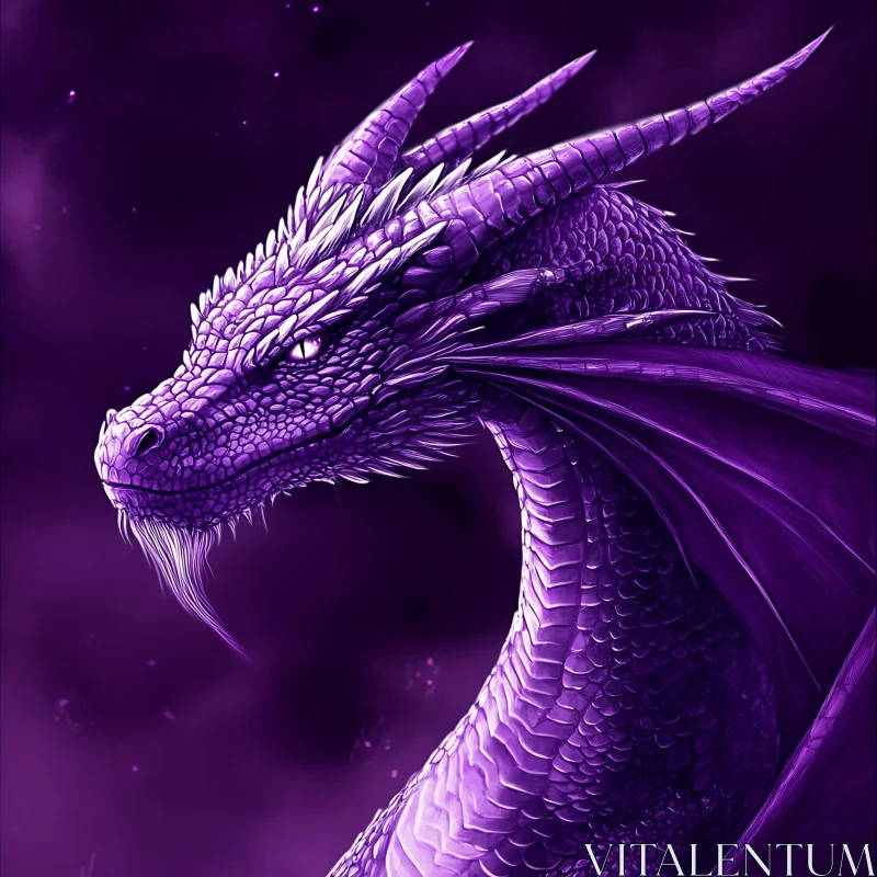 Mystical Dragon in Shades of Purple AI Image