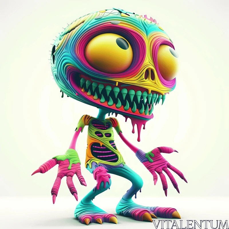 AI ART 3D Rendered Colorful Cartoon Zombie
