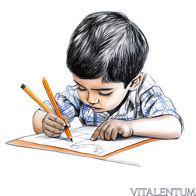 AI ART Childhood Creativity: A Boy's Drawing