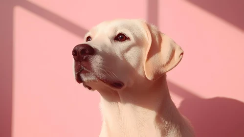 Serene Canine Portrait in Pink Hue