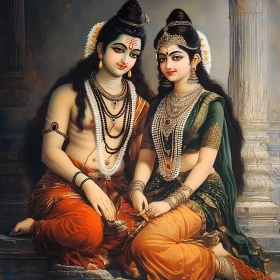 Serene Portrait of Hindu Deities