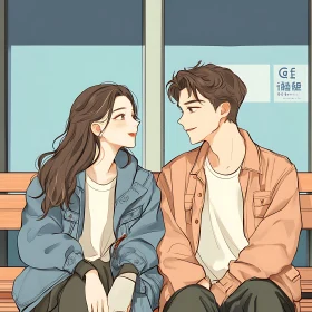 Affectionate Cartoon Couple Art