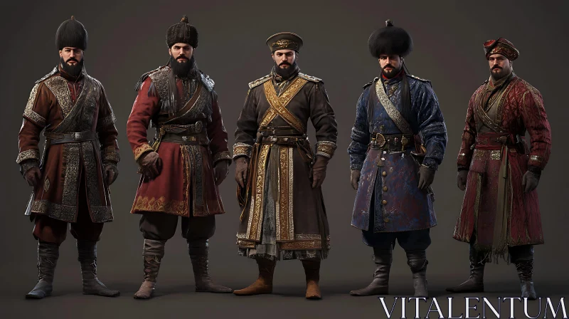 Historical Attire of Noble Men AI Image