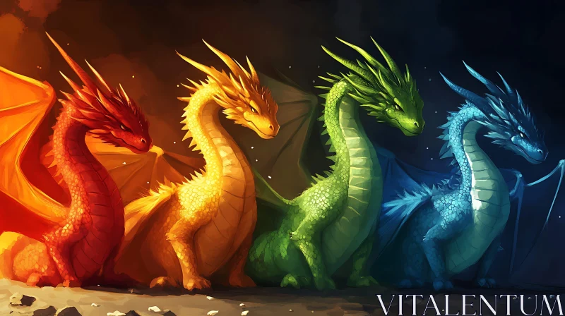 AI ART Chromatic Dragons: Fantasy Art Print