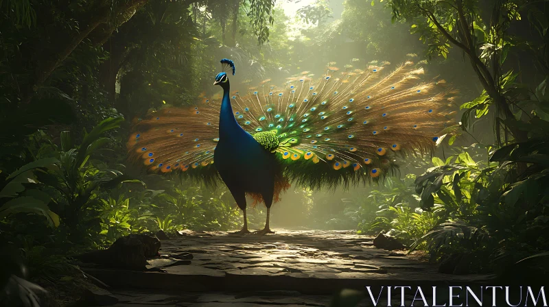 Majestic Peacock Display AI Image