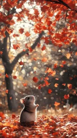 Mouse in Autumn Leaves