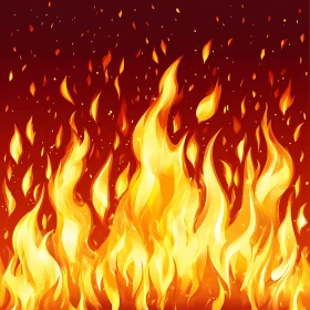 Intense Fire with Bright Yellow and Orange Flames