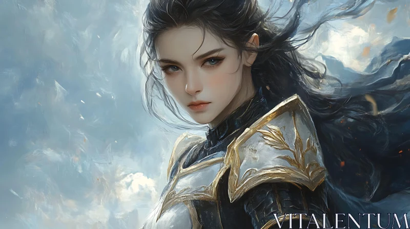 AI ART Fantasy Woman Warrior in Detailed Armor