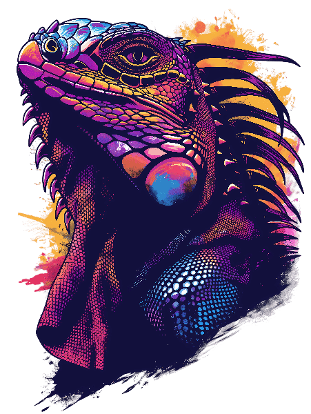 POD Design Colorful Iguana Illustration T-Shirt Design