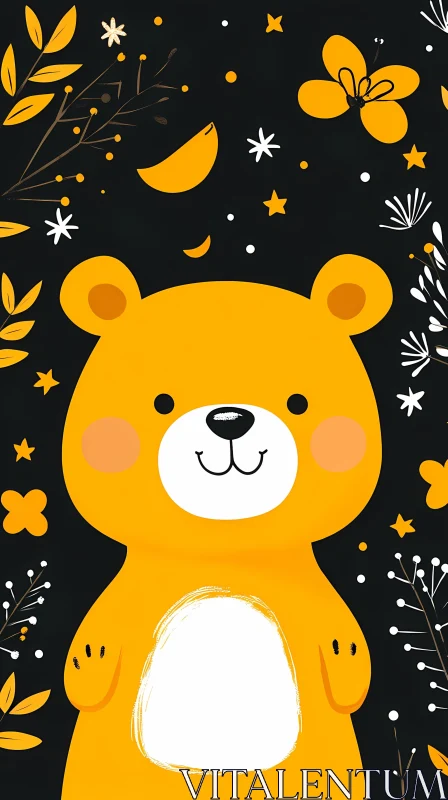 Playful Yellow Bear Art AI Image