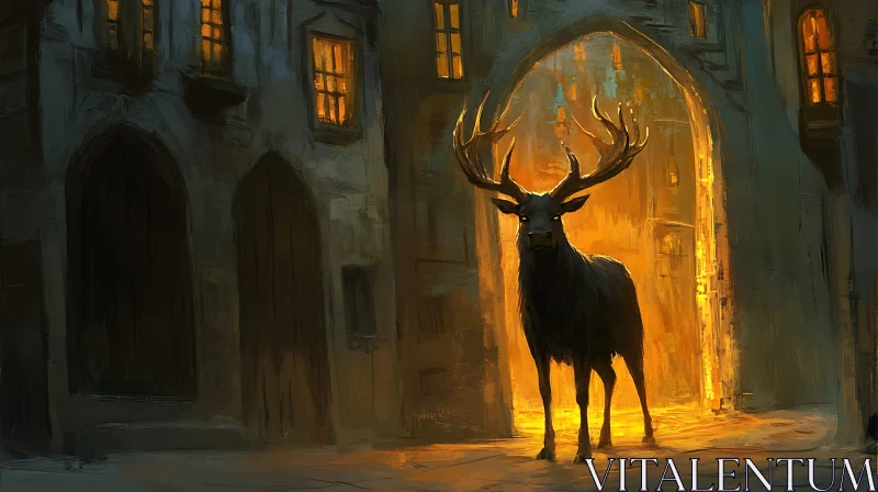 AI ART Deer in the Cityscape