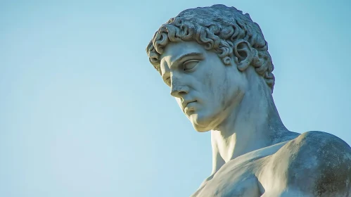 Man Sculpture with Curly Hair
