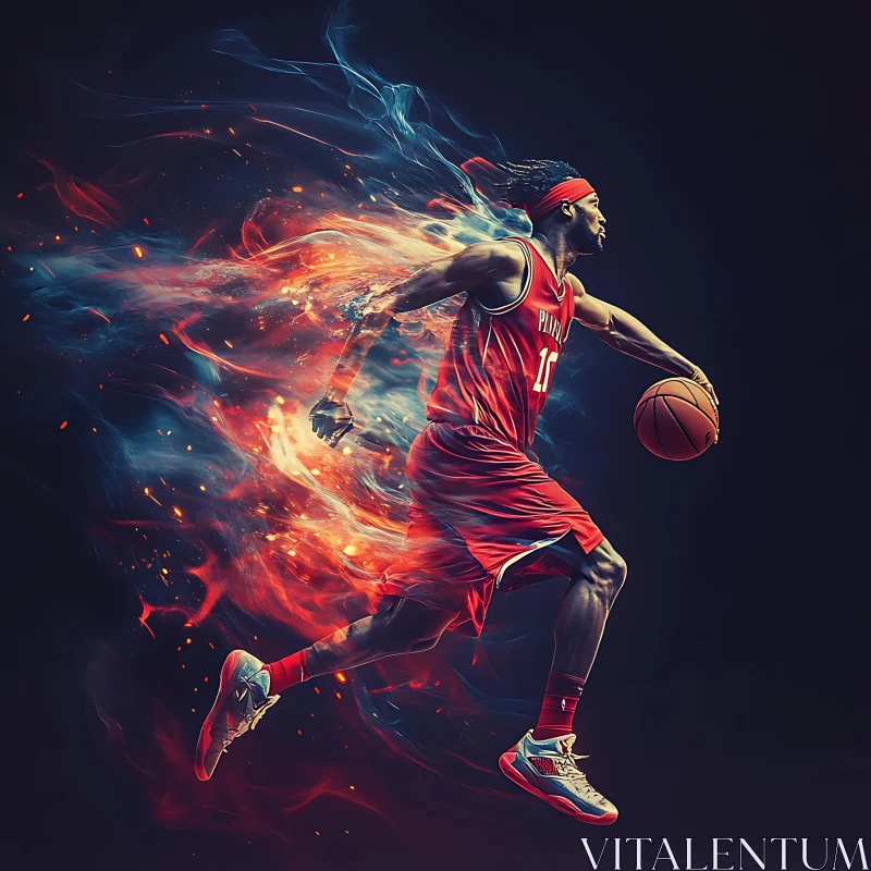 Fiery Basketball Art AI Image