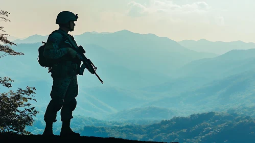 Mountain Guard: Soldier Silhouette Image