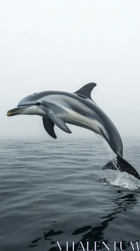 Graceful Dolphin Jumping at Sea AI Image