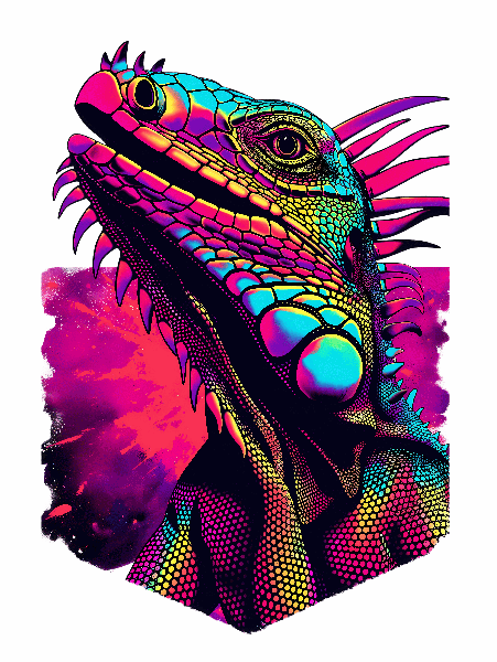 Psychedelic Chameleon T-Shirt Design POD Design