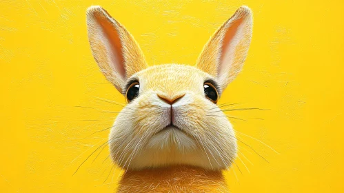 Rabbit Close-Up in Vibrant Yellow Setting