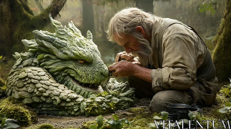 AI ART Friendship Between Man and Dragon