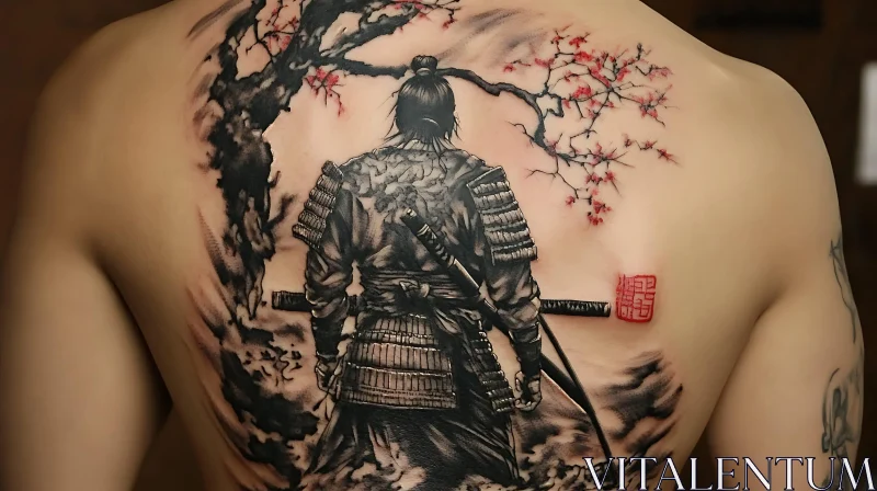 Warrior Ink: A Samurai Tattoo Design AI Image