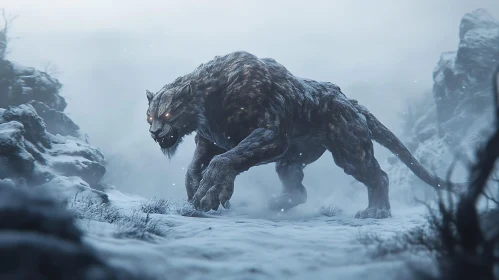 Snow Predator in Winter Landscape