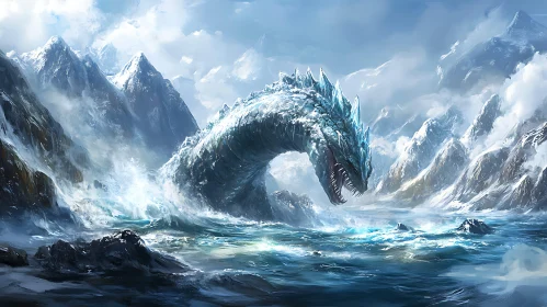 Frozen Sea Serpent: A Fantasy Scene