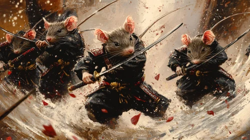 Samurai Mice Charge into Battle