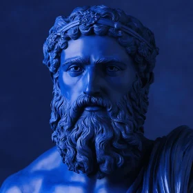 Classical Blue Man Sculpture Portrait