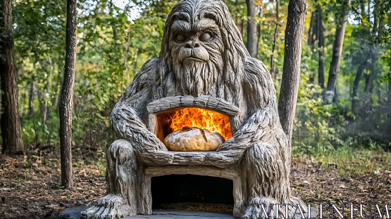 AI ART Forest Baked Bread in Bigfoot Oven