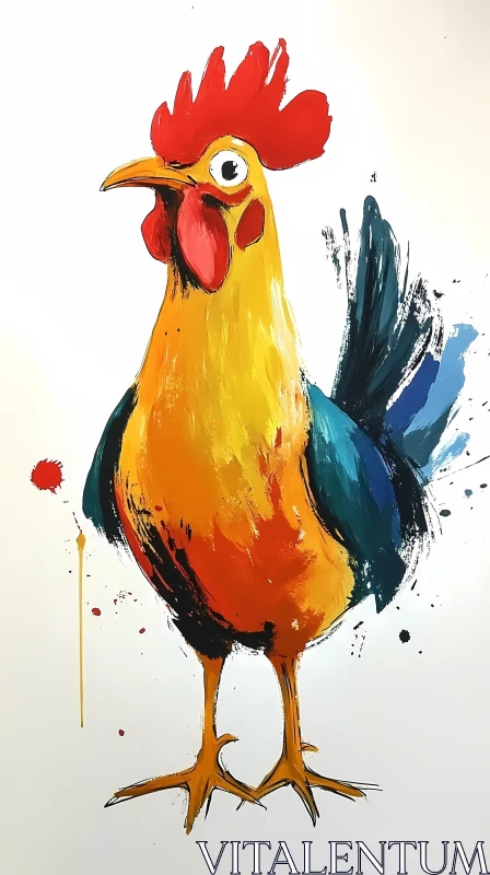 AI ART Colorful Rooster Art