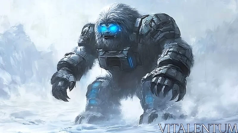 AI ART Robotic Yeti in Winter Landscape