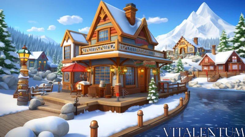 Christmas in Summerville: A Whimsical Winter Village AI Image