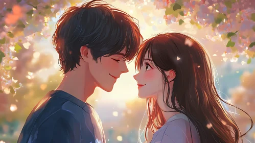 Romantic Anime Style Couple Illustration