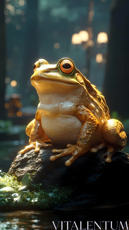 AI ART Sunlit Forest Frog