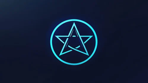 Neon Pentagram Symbol on Dark Background