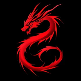 Red Dragon on Black Background