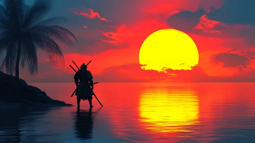 Warrior at Dusk: A Silhouette of Strength