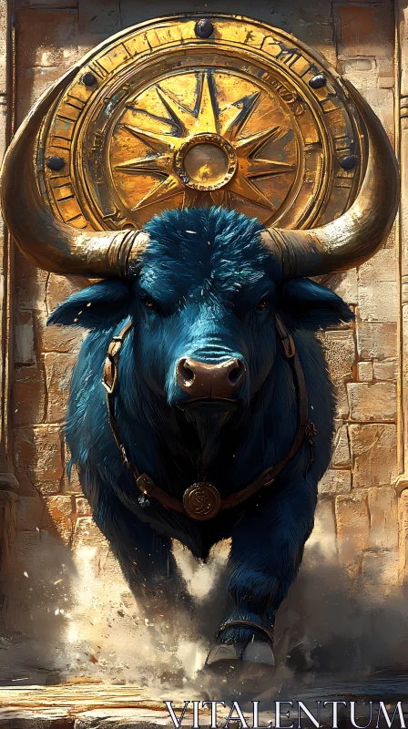 Celestial Blue Bull Artwork AI Image