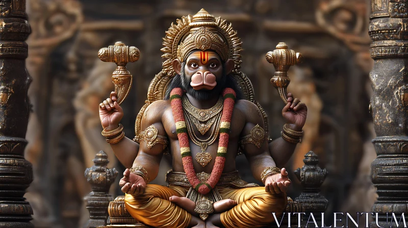 Golden Hanuman Deity Artwork AI Image