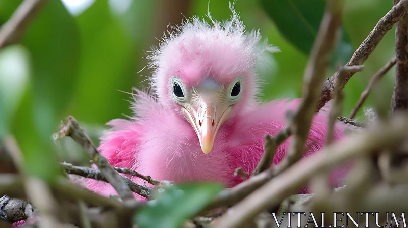 A Pink Bird in the Nest AI Image