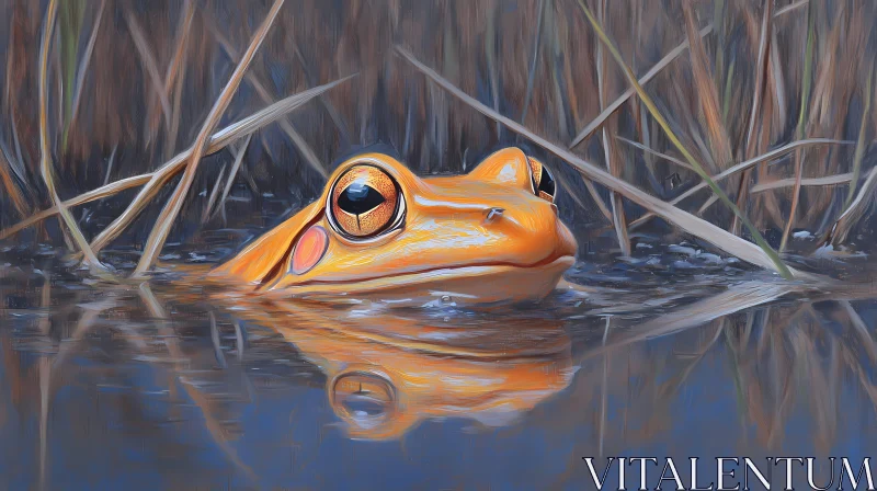 Artistic Frog Reflection AI Image