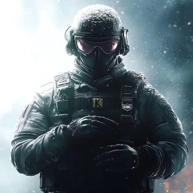 Snowy Tactical Soldier Portrait