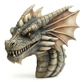 Mythical Dragon Head Statue