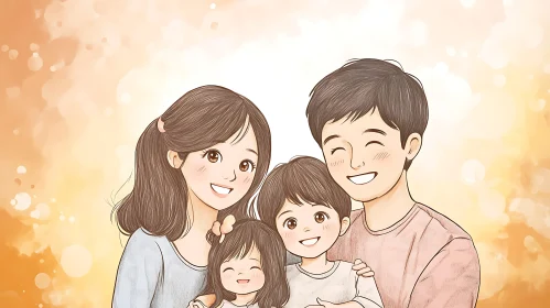 Cartoon Family Togetherness Illustration