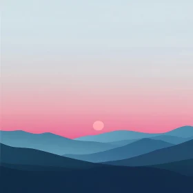 Pastel Mountain Range Sunset View